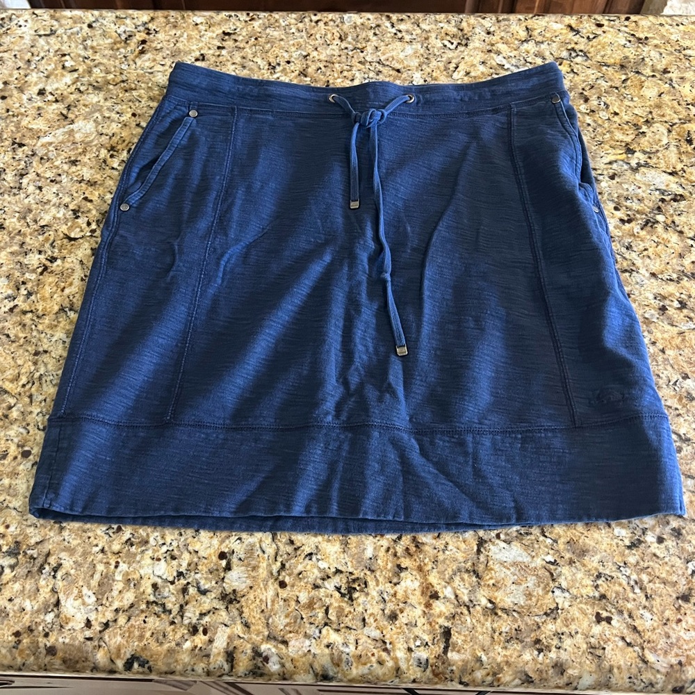 Tommy Bahama Navy Blue Cotton Skirt | Drawstring Waist Casual Resort Wear - Picture 2 of 4